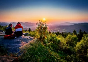 Sonnenuntergang am Teufelsmühlenturm bei Loffenau