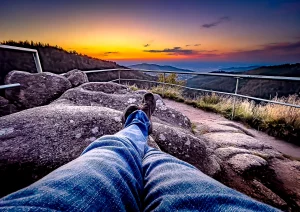 Sonnenuntergang auf dem Wiedenfelsen über Bühlertal