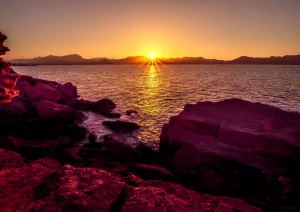Abendrot an der Pedreres de Manresa bei Mal Pas-Bon Aire